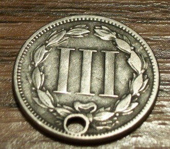 1866-3-Cent-Piece-That's-Holed